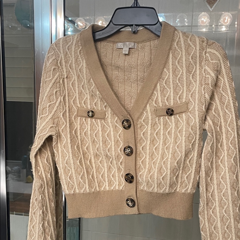 Guess Beige Patterned Women's Cardigan